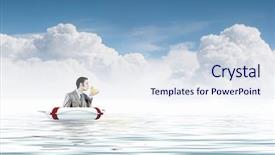  Presentation with rubber duck - Presentation with discrepancy - funny businessman with yellow rubber background and a sky blue colored foreground