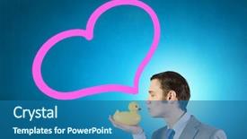  Presentation with rubber duck - Presentation theme with discrepancy - funny businessman with yellow rubber background and a  colored foreground