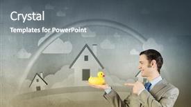  Presentation with rubber duck - Presentation theme with discrepancy - funny businessman with yellow rubber background and a  colored foreground