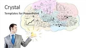  Presentation with rubber duck - Cool new PPT theme with discrepancy - funny businessman with yellow rubber backdrop and a  colored foreground