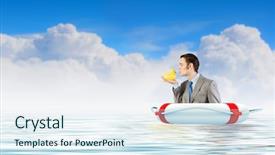  Presentation with rubber duck - Cool new theme with discrepancy - funny businessman with yellow rubber backdrop and a sky blue colored foreground