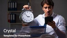  Presentation with fintech financial algorithm - Beautiful slides featuring discrepancy - young financial manager working late backdrop and a tawny brown colored foreground