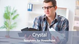  Presentation with discrepancy - Cool new PPT theme with discrepancy - young man frustrated at his backdrop and a seafoam green colored foreground