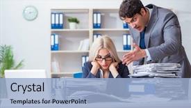  Presentation with yelling - Slide set featuring discrimination - angry irate boss yelling background and a light blue colored foreground