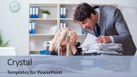  Presentation with boss anniversary - Slides enhanced with discrimination - angry irate boss yelling background and a light blue colored foreground