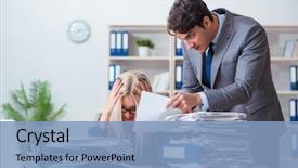  Presentation with best boss ever - PPT theme enhanced with discrimination - angry irate boss yelling background and a light blue colored foreground