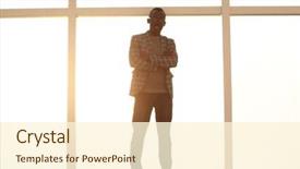  Presentation with businessman standing on mountain top - Audience pleasing PPT layouts consisting of discrimination - background image businessman standing near backdrop and a cream colored foreground
