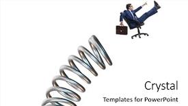  Presentation with promotion - Slide set having discrimination - businessman jumping from spring background and a white colored foreground