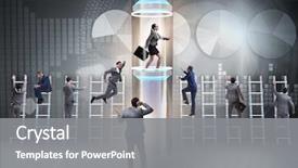  Presentation with promotion - Beautiful slide deck featuring discrimination - businesswoman in accelerated and fast backdrop and a gray colored foreground