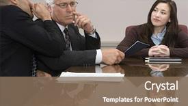  Presentation with meeting - PPT theme featuring discrimination - man whispering in meeting background and a violet colored foreground