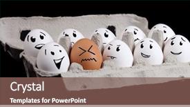  Presentation with faces - Audience pleasing slide deck consisting of discrimination - odd one funny eggs backdrop and a violet colored foreground