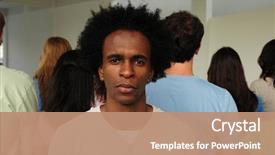  Presentation with direction - Theme having discrimination - portrait of a man facing background and a coral colored foreground