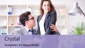  Presentation with sexual harassment - Amazing PPT layouts having discrimination - sexual harassment concept with man backdrop and a light blue colored foreground