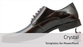  Presentation with shoes - Beautiful slide deck featuring discrimination - woman domination concept with shoes backdrop and a light gray colored foreground