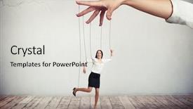  Presentation with hear - Theme with discrimination - young dark-hear woman in white background and a light gray colored foreground