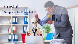  Presentation with yelling - Presentation design consisting of discrimination en entreprise - angry boss yelling at his background and a sky blue colored foreground