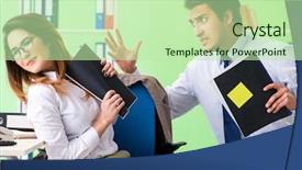  Presentation with office - Amazing slide deck having discrimination workplace - two colleagues working backdrop and a mint green colored foreground