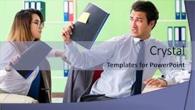  Presentation with working - Beautiful PPT layouts featuring discrimination workplace - two colleagues working backdrop and a  colored foreground