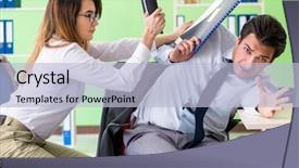  Presentation with office - Cool new slides with discrimination workplace - two colleagues working backdrop and a light blue colored foreground