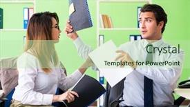  Presentation with working - PPT theme consisting of discrimination workplace - two colleagues working background and a mint green colored foreground
