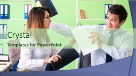  Presentation with working - Amazing slide deck having discrimination workplace - two colleagues working backdrop and a soft green colored foreground