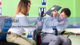  Presentation with farewell colleagues - Slide deck featuring discrimination workplace - two colleagues working background and a teal colored foreground