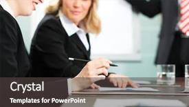  Presentation with lawyer client meeting - Slide deck having discussing a document or contract background and a  colored foreground