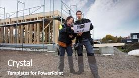  Presentation with campaign plan - Theme with discussing about plan against incomplete background and a gray colored foreground