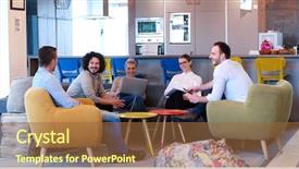  Presentation with young business people - Cool new PPT theme with economic competition - group of a young business backdrop and a tawny brown colored foreground