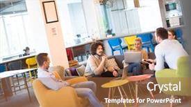  Presentation with business competition - Amazing presentation theme having economic competition - group of a young business backdrop and a red colored foreground