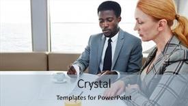  Presentation with elementary school african american female career - PPT theme featuring discussing details of mutually beneficial background and a  colored foreground