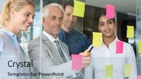  Presentation with sticky notes - Slides featuring discussing ideas on sticky note background and a light blue colored foreground