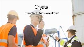  Presentation with shipyard - Colorful slides enhanced with discussing in background at shipyard backdrop and a white colored foreground