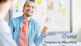  Presentation with student - PPT theme consisting of discussing last news or subject background and a  colored foreground