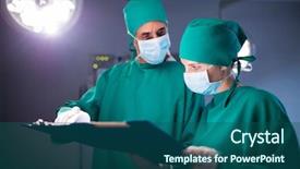  Presentation with operating room - Amazing slide set having discussing over a medical report backdrop and a ocean colored foreground