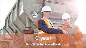  Presentation with architects - Cool new slide deck with discussing over clipboard by construction backdrop and a coral colored foreground