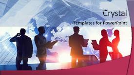  Presentation with international trade - PPT layouts consisting of discussing policy of international partnership background and a light blue colored foreground