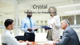  Presentation with records and reports - Theme featuring discussing reports of their intercultural background and a soft green colored foreground