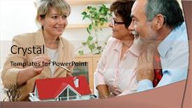  Presentation with senior couple - PPT theme enhanced with discussing with consultant real estate background and a coral colored foreground