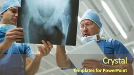  Presentation with digital healthcare - Audience pleasing PPT theme consisting of discussing x-ray in hospital backdrop and a tawny brown colored foreground