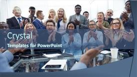  Presentation with team discussion - Beautiful slide deck featuring discussion-at-the-working-meeting backdrop and a ocean colored foreground