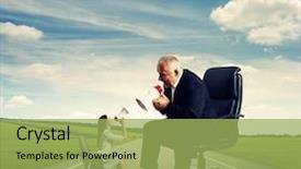  Presentation with discussion - Amazing slide set having discussion between emotional small woman backdrop and a yellow colored foreground