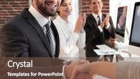  Presentation with business partner people joining hand - Presentation consisting of discussion conclusion - businessman shaking hands background and a  colored foreground