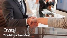  Presentation with business partner people joining hand - PPT layouts with discussion conclusion - businessman shaking hands background and a tawny brown colored foreground