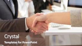  Presentation with business partner people joining hand - Presentation theme enhanced with discussion conclusion - businessman shaking hands background and a tawny brown colored foreground