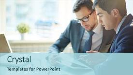  Presentation with discussion - Theme featuring discussion of data background and a light blue colored foreground