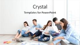  Presentation with team discussion marketing - Amazing presentation theme having discussion text - young team working with marketing backdrop and a cool aqua colored foreground