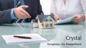  Presentation with real estate - Presentation having discussion with a real estate background and a lemonade colored foreground