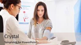  Presentation with blood pressure - PPT layouts consisting of disease - adult woman having blood pressure background and a soft green colored foreground