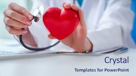  Presentation with medical heart - Audience pleasing PPT layouts consisting of disease - doctor checking up heart backdrop and a sky blue colored foreground